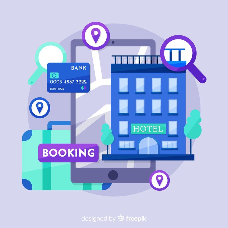 flat-hotel-booking-concept-background_23-2148193794